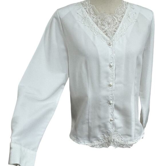 "KATHIE LEE" Vintage,Lacy,Sheer,Button Blouse,Angel,Pure,Cottage Core,Feminine - Picture 2 of 11
